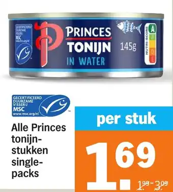 Albert Heijn Alle Princes tonijnstukken singlepacks aanbieding