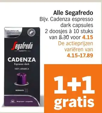 Albert Heijn Alle Segafredo aanbieding