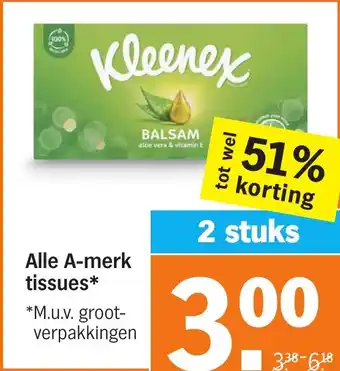 Albert Heijn Alle A-merk tissues aanbieding