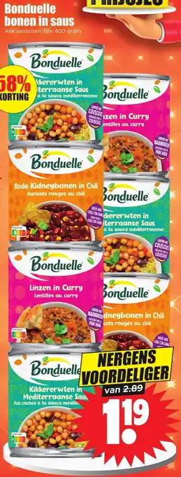 Dirk Bonduelle bonen in saus aanbieding