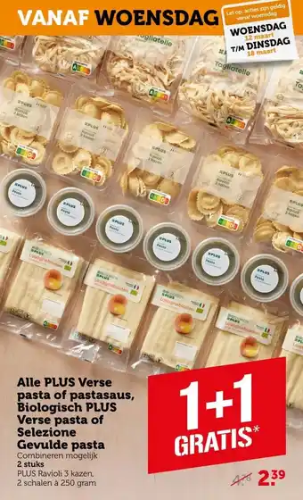 Coop Alle PLUS Verse pasta of pastasaus, Biologisch PLUS Verse pasta of Selezione Gevulde pasta aanbieding