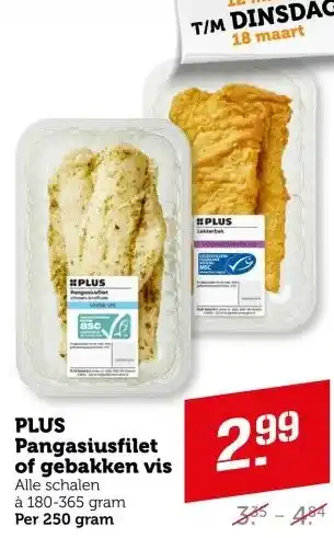 Coop PLUS Pangasiusfilet of gebakken vis aanbieding