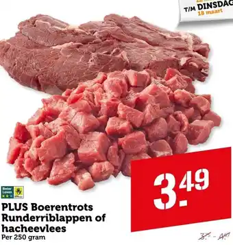 Coop PLUS Boerentrots Runderriblappen of hacheevlees aanbieding