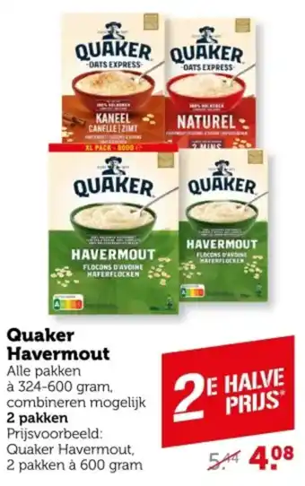 Coop Quaker Havermout aanbieding