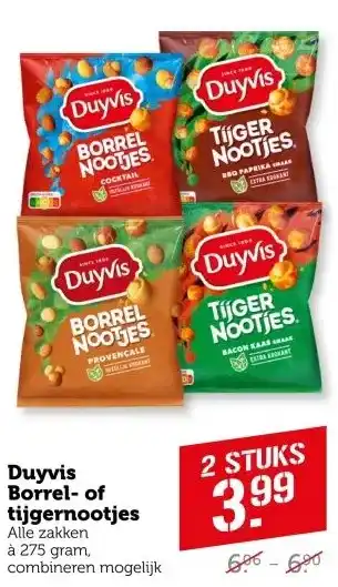 Coop Duyvis Borrel of tijgernootjes aanbieding