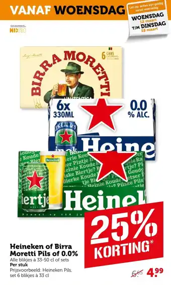 Coop Heineken of Birra Moretti Pils of 0.0% aanbieding