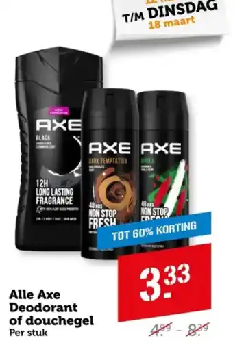 Coop Alle Axe Deodorant of douchegel aanbieding