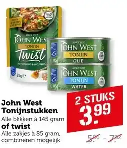 Coop John West Tonijnstukken of twist aanbieding