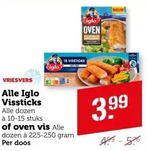 Coop Alle Iglo Vissticks of oven vis aanbieding