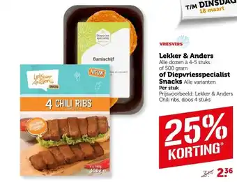 Coop Lekker & Anders of Diepvriesspecialist Snacks aanbieding