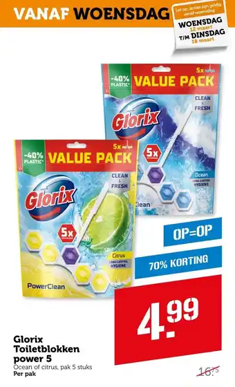 Coop Glorix Toiletblokken power 5 aanbieding