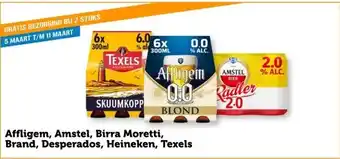 Coop Affligem, Amstel, Birra Moretti, Brand, Desperados, Heineken, Texels aanbieding