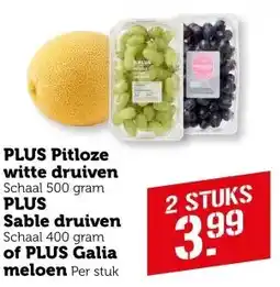 Coop PLUS Pitloze witte druiven PLUS Sable druiven of PLUS Galia meloen aanbieding