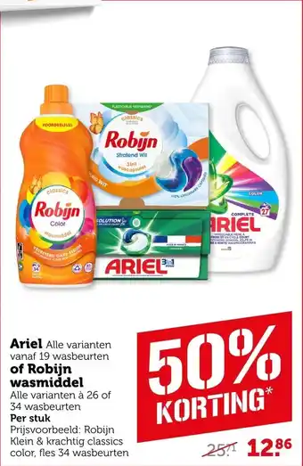 Coop Ariel of Robijn wasmiddel aanbieding