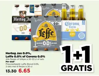 PLUS Hertog Jan 0.0%, Leffe 0.0% of Corona 0.0% aanbieding