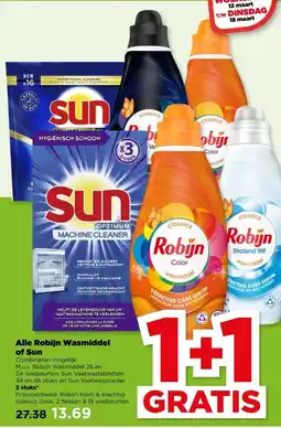 PLUS Alle Robijn Wasmiddel of Sun aanbieding