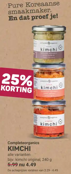 Ekoplaza Completeorganics kimchi aanbieding