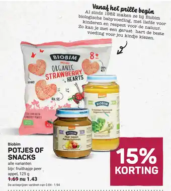 Ekoplaza Biobim potjes of snacks aanbieding