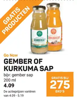 Ekoplaza Go now gember of kurkuma sap aanbieding