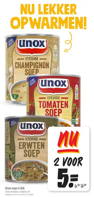 Jumbo Unox soep in blik aanbieding