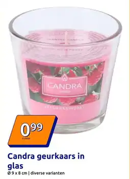 Action Candra geurkaars in glas aanbieding