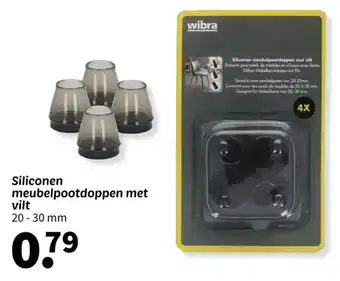 Wibra Siliconen meubelpootdoppen met vilt aanbieding