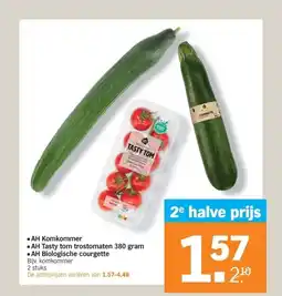 Albert Heijn ■AH Komkommer ■ AH Tasty tom trostomaten 380 gram ■AH Biologische courgette aanbieding