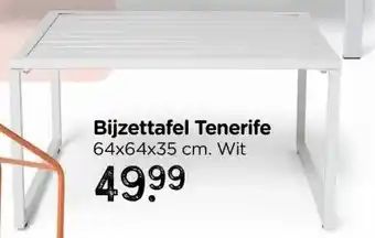 Xenos Bijzettafel Tenerife - wit - ø64x35 cm aanbieding