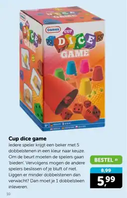 Boekenvoordeel Cup dice game aanbieding