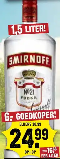 Dirck 3 Smirnoff NO21 vodka aanbieding