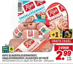 Dekamarkt Kips slagersleverworst, snijleverworst, kleintjes of paté aanbieding