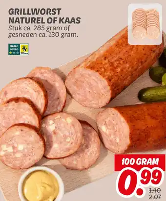 Dekamarkt GRILLWORST NATUREL OF KAAS aanbieding