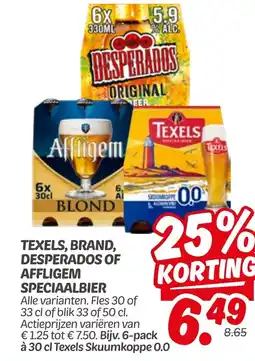 Dekamarkt Texels, brand, desperados of affligem speciaalbier aanbieding