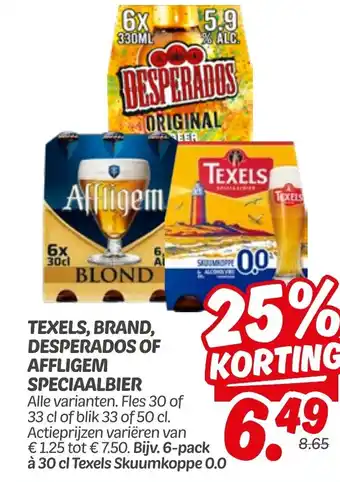 Dekamarkt Texels, brand, desperados of affligem speciaalbier aanbieding