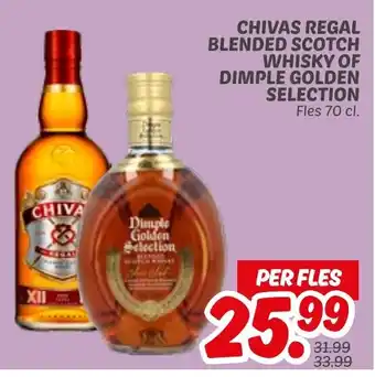 Dekamarkt Chivas regal blended scotch whisky of dimple golden selection aanbieding