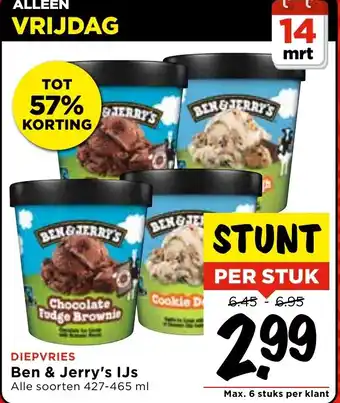 Vomar Voordeelmarkt Ben & Jerry's IJs aanbieding