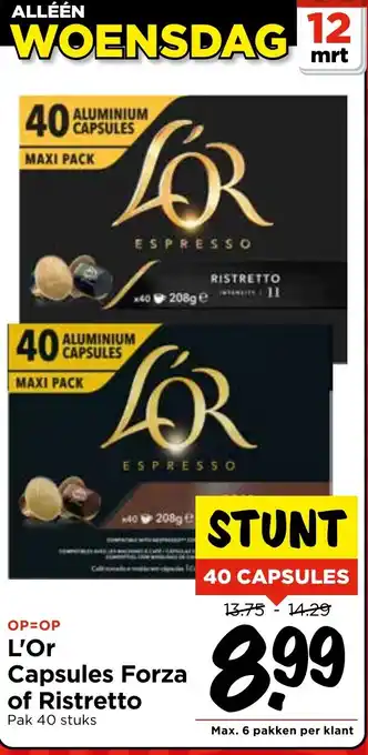 Vomar Voordeelmarkt L'Or Capsules Forza of Ristretto aanbieding