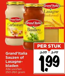 Vomar Voordeelmarkt Grand'Italia Sauzen of Lasagne bladen aanbieding