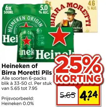 Vomar Voordeelmarkt Heineken of Birra Moretti Pils aanbieding