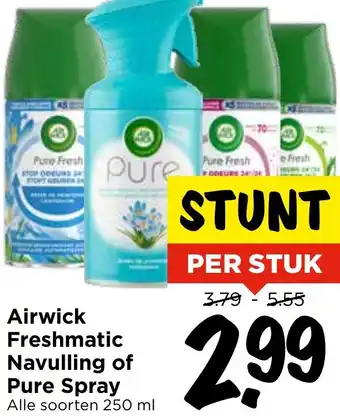 Vomar Voordeelmarkt Airwick Freshmatic Navulling of Pure Spray aanbieding