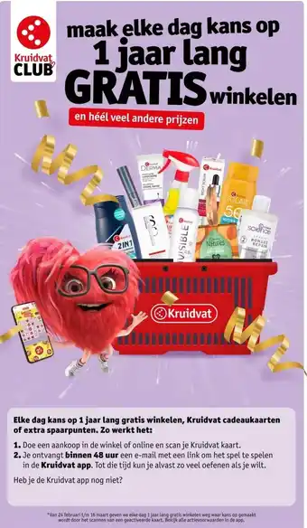 Kruidvat maak elke dag kans op 1 jaar lang GRATIS winkelen aanbieding