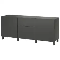 IKEA BestÅ Opberger met lades, donkergrijs/lappviken/stubbarp donkergrijs, 180x42x74 cm aanbieding