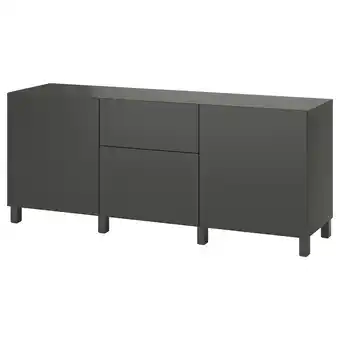 IKEA BestÅ Opberger met lades, donkergrijs/lappviken/stubbarp donkergrijs, 180x42x74 cm aanbieding