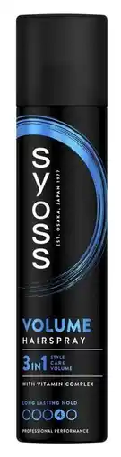 De Online Drogist Syoss 3in1 Volume Hairspray Hold 4 aanbieding