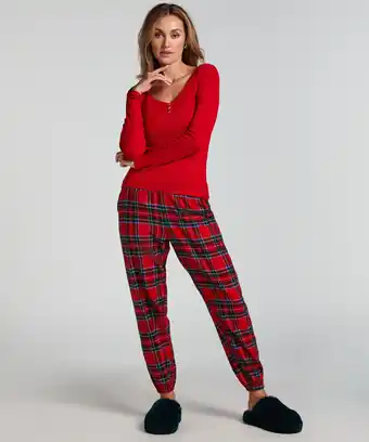 Hunkemoller Hunkemöller Pyjamabroek Flannel Rood aanbieding