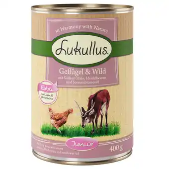 Zooplus 6x400g Lukullus Junior Gevogelte & Wild (graanvrij) Honden Natvoer aanbieding