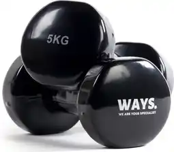 Bol.com WAYS. Dumbbells - 2 x 5 KG - Vinyl - Zwart aanbieding