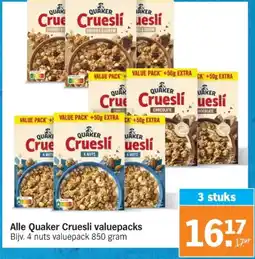 Albert Heijn Quaker Cruesli valuepacks aanbieding