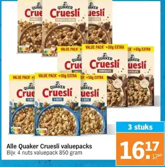 Albert Heijn Quaker Cruesli valuepacks aanbieding