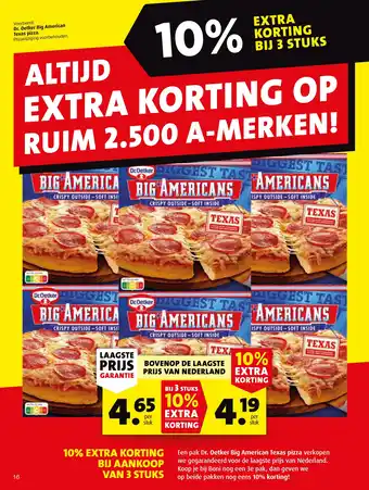 Boni Dr. Oetker Big American Texas pizza. aanbieding